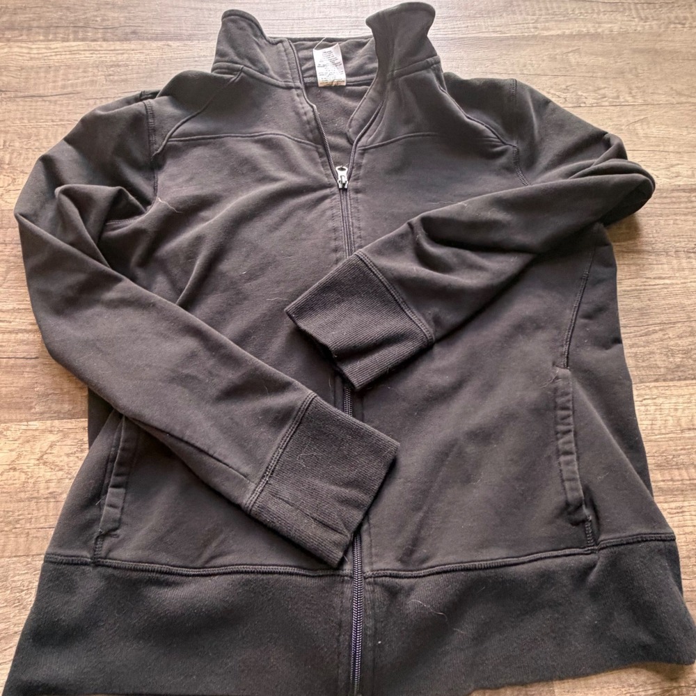 Athletic Works Girls Black Full Zip Sweatshirt Mock Neck Jacket Size L 12-14